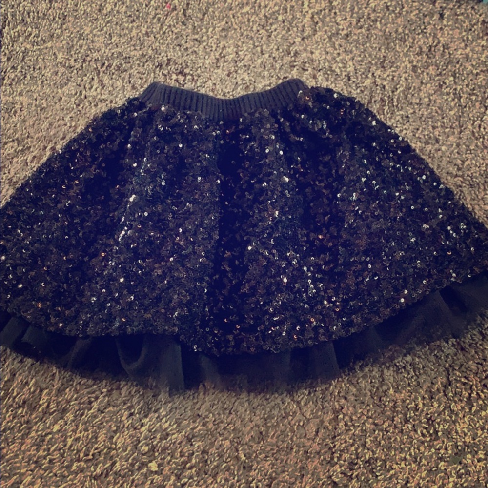 Girls Black Sequin Skirt